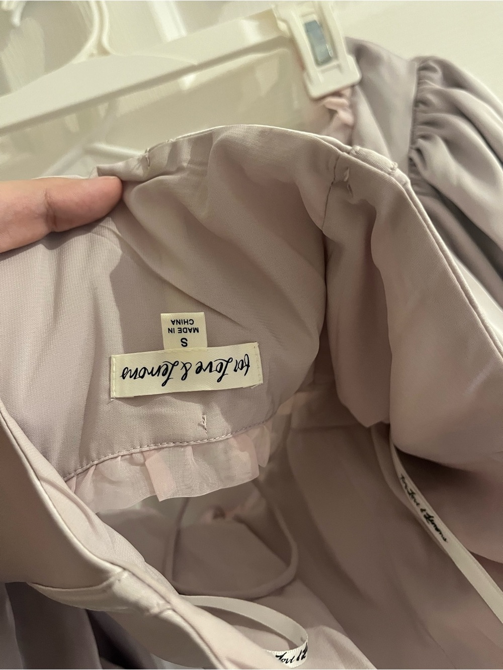 SAMPLE For Love and Lemons Corset Top Lilac Gray Satin Short Puff Sleeve size S - Picture 4 of 12